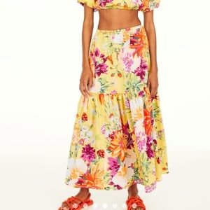 H&M Yellow Floral Patterned Maxi Skirt - Size XL - CURRENT SEASON